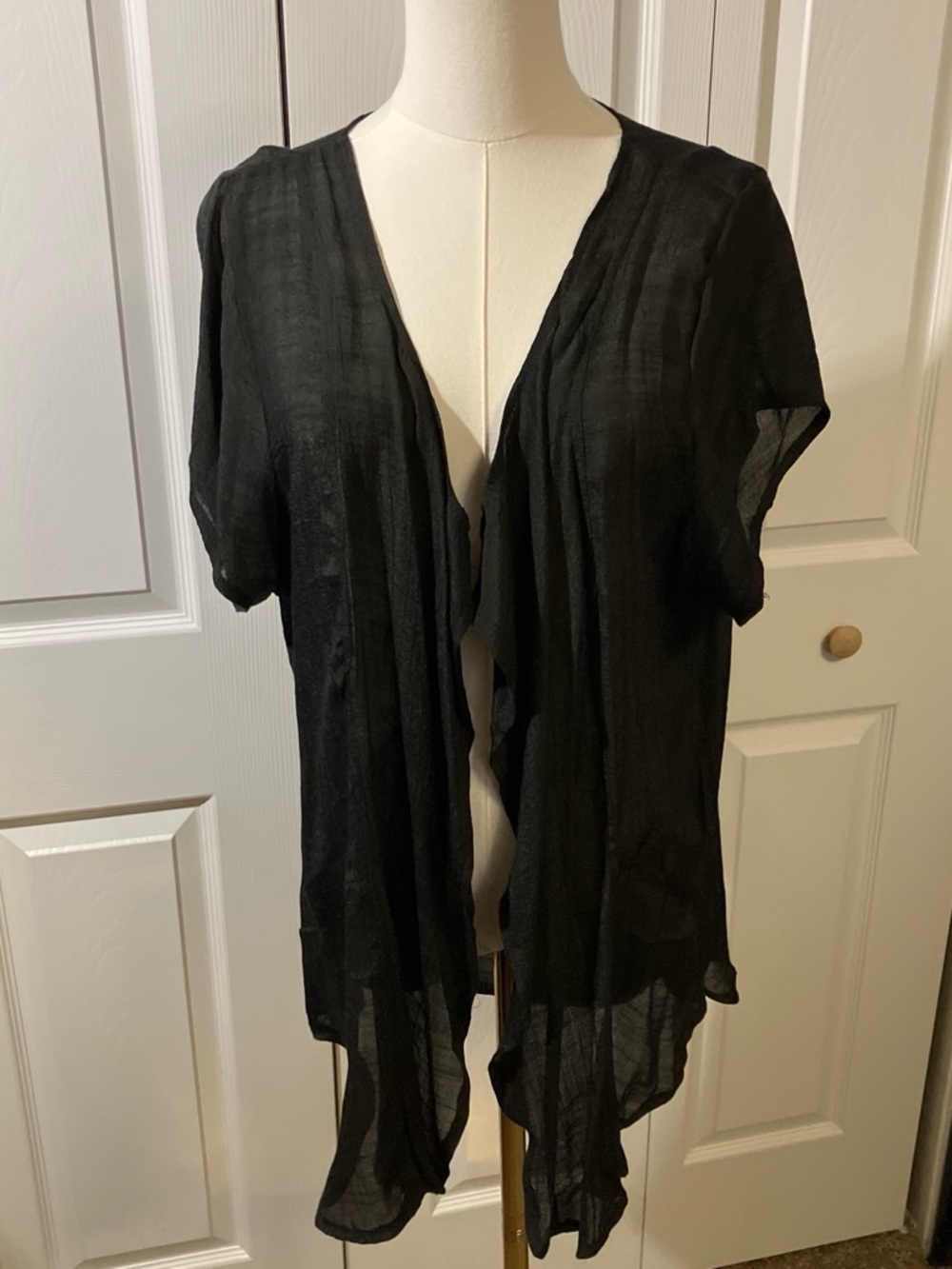 Black Lightweight Open-Front Women's Cardigan